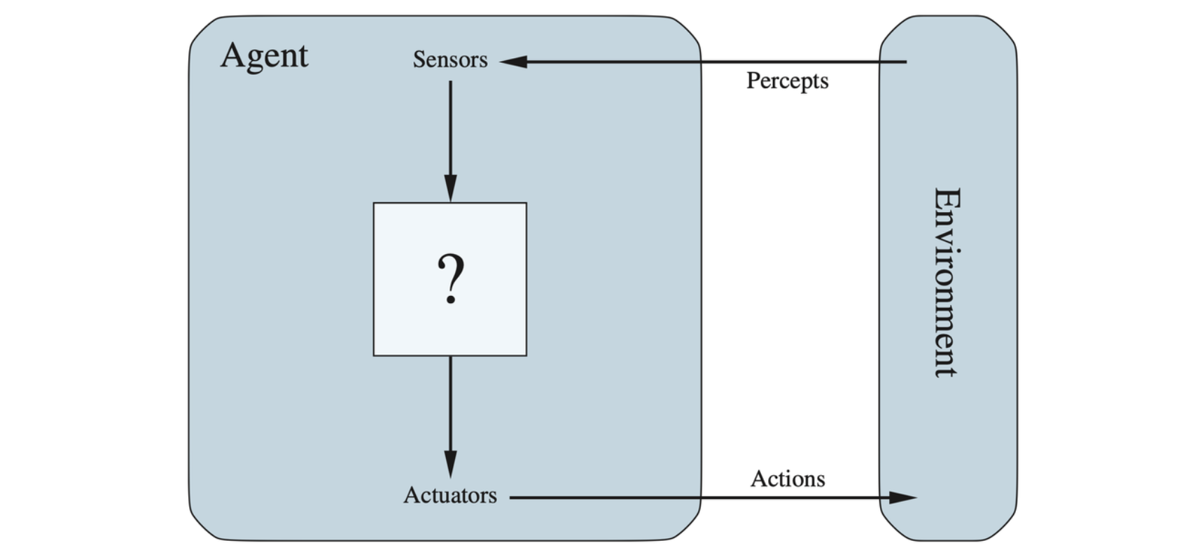 Agents interact with environments through sensors and actuators